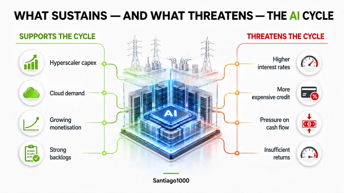 Infographic: what sustains and what threatens the AI investment cycle