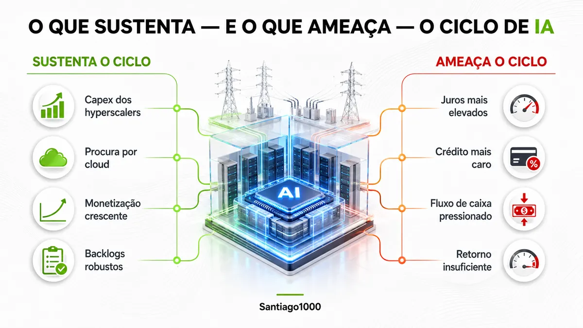 Infografia: o que sustenta e o que ameaça o ciclo de investimento em IA